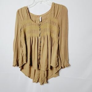 Free People shirred perfection boho bohemian top beach sz XS